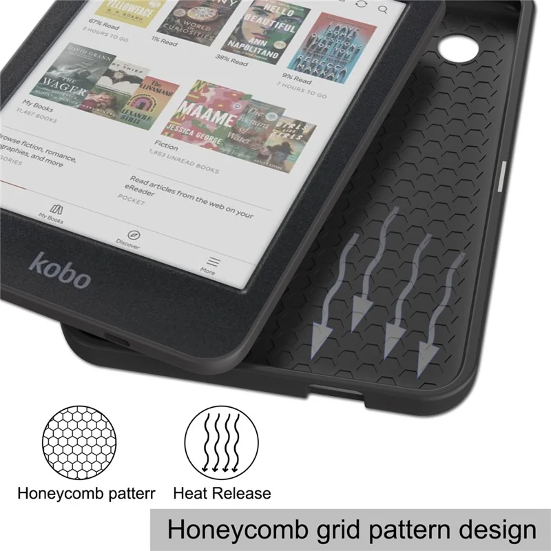 Для Kobo Clara Colour / Clara BW PU кожаный чехол Smart Wake / Sleep Cover Ereader Protective Case - Blackish Green