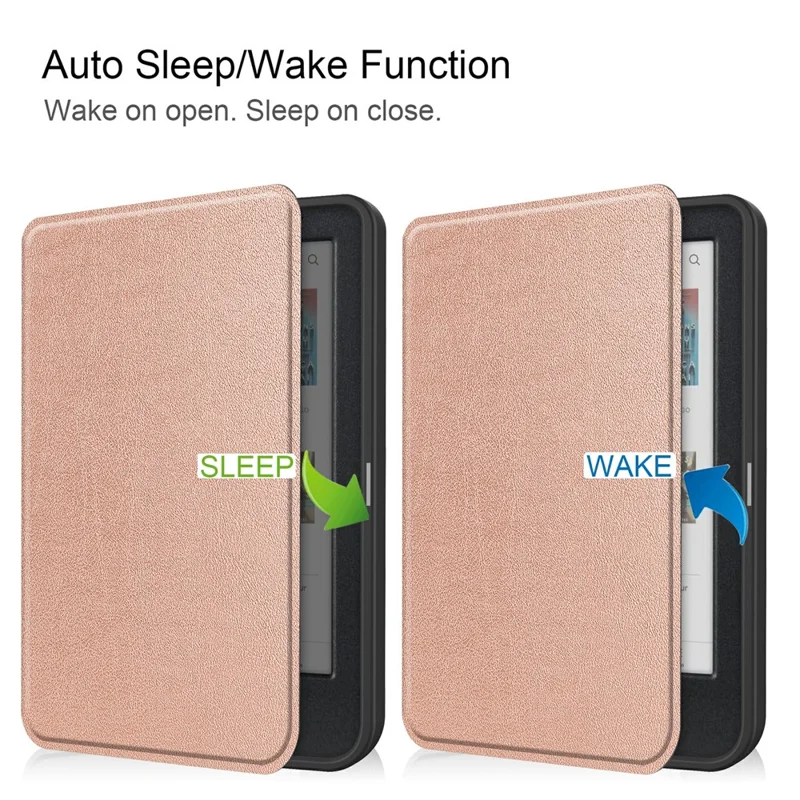 For Kobo Clara Colour / Clara BW PU Leather Sleeve Smart Wake  /  Sleep Cover Ereader Protective Case - Rose Gold