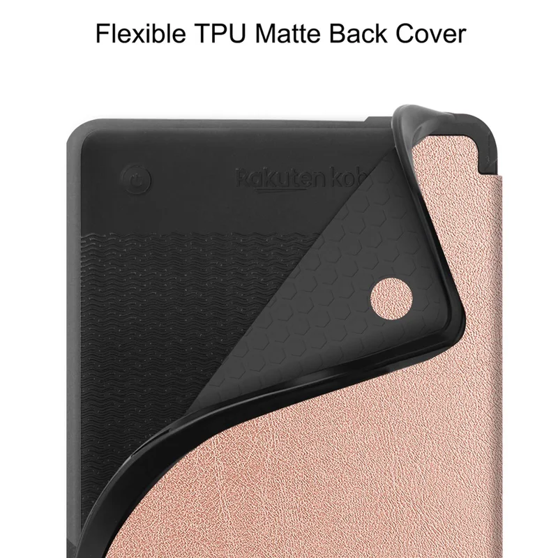 For Kobo Clara Colour / Clara BW PU Leather Sleeve Smart Wake  /  Sleep Cover Ereader Protective Case - Rose Gold