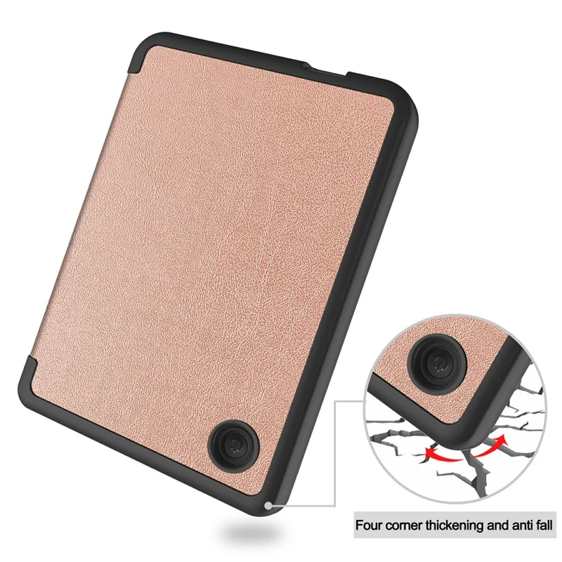 For Kobo Clara Colour / Clara BW PU Leather Sleeve Smart Wake  /  Sleep Cover Ereader Protective Case - Rose Gold
