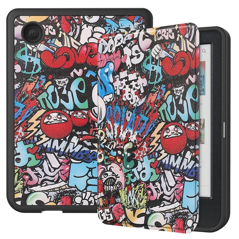 Für Kobo Clara Colour / Clara BW Case Pattern Printing PU-Leder Folio E-Reader Hülle mit Auto Sleep / Wake Funktion - Graffiti