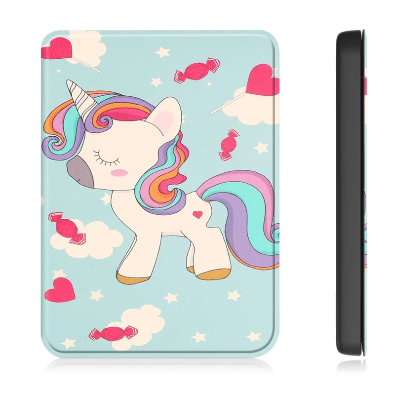 For Kobo Clara Colour / Clara BW Case Pattern Printing PU Leather Folio E-Reader Cover with Auto Sleep / Wake Function - Unicorn
