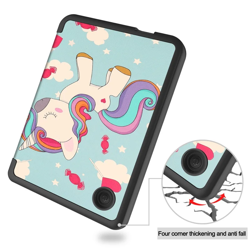 For Kobo Clara Colour / Clara BW Case Pattern Printing PU Leather Folio E-Reader Cover with Auto Sleep / Wake Function - Unicorn
