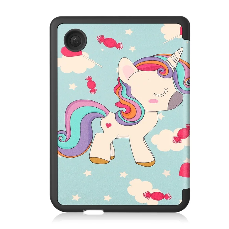 For Kobo Clara Colour / Clara BW Case Pattern Printing PU Leather Folio E-Reader Cover with Auto Sleep / Wake Function - Unicorn