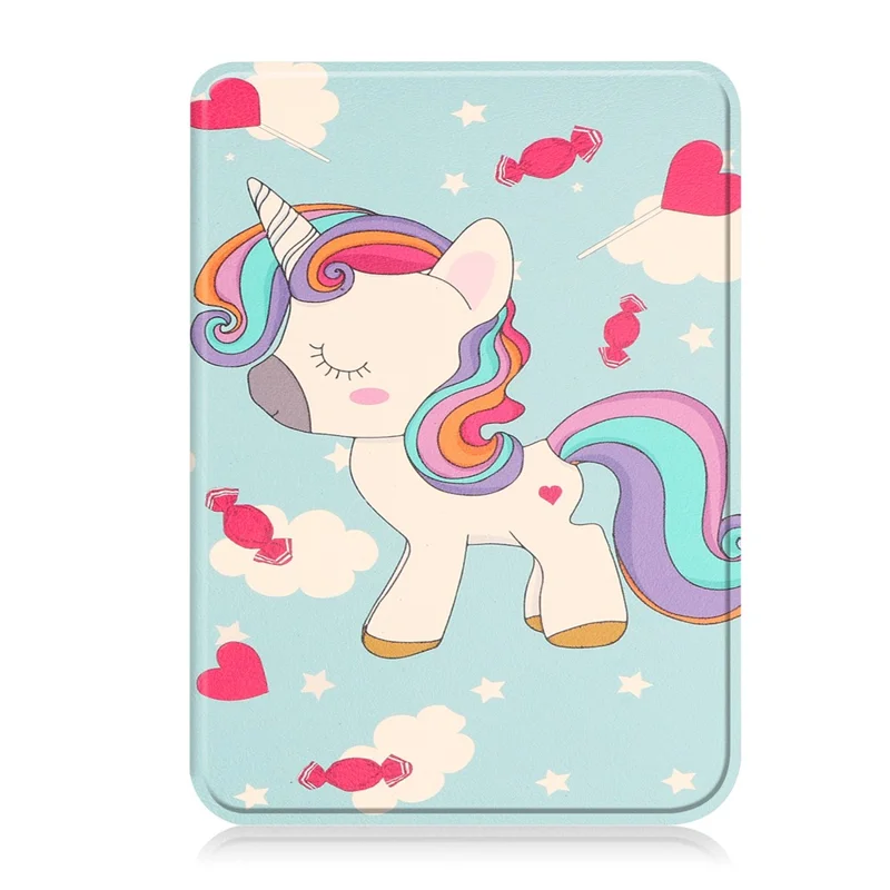 For Kobo Clara Colour / Clara BW Case Pattern Printing PU Leather Folio E-Reader Cover with Auto Sleep / Wake Function - Unicorn