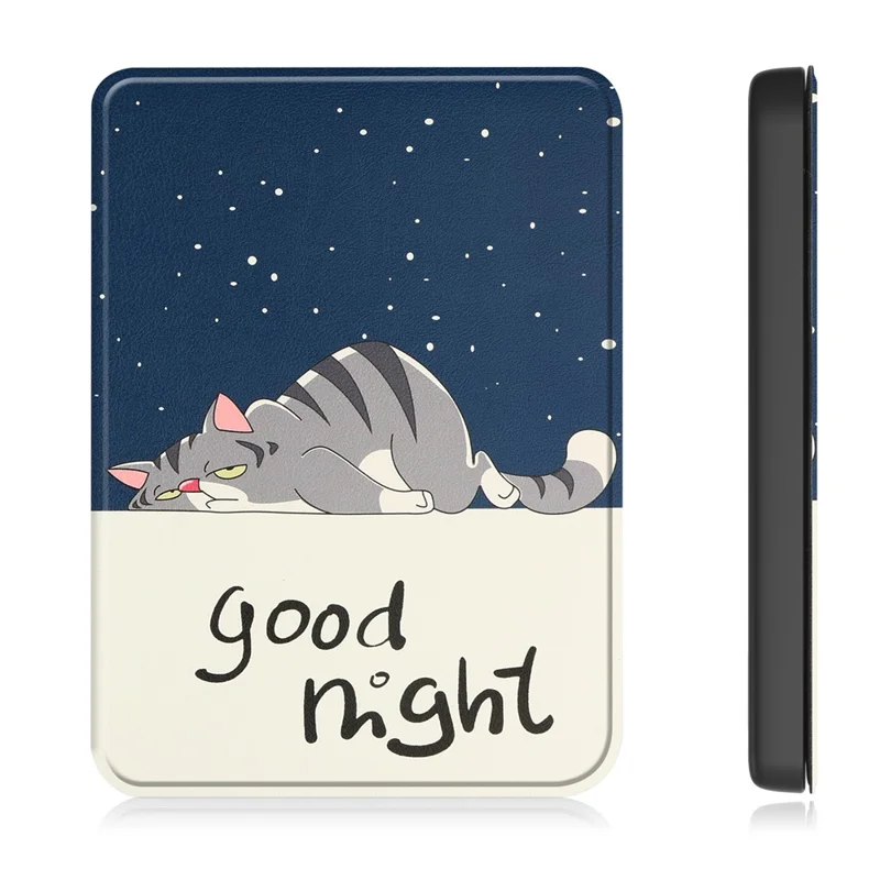 For Kobo Clara Colour / Clara BW Case Pattern Printing PU Leather Folio E-Reader Cover with Auto Sleep / Wake Function - Cat