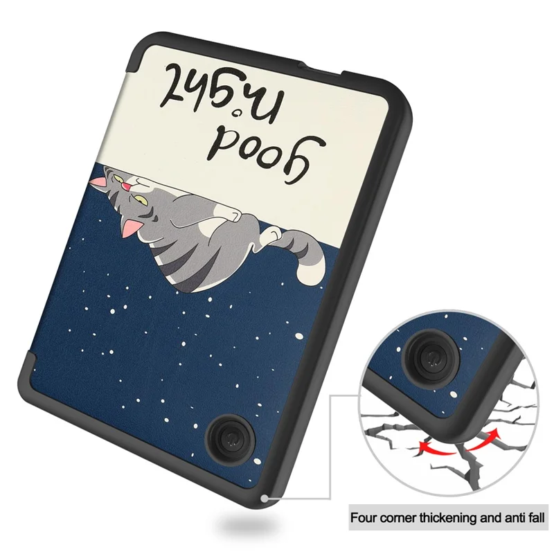 For Kobo Clara Colour / Clara BW Case Pattern Printing PU Leather Folio E-Reader Cover with Auto Sleep / Wake Function - Cat