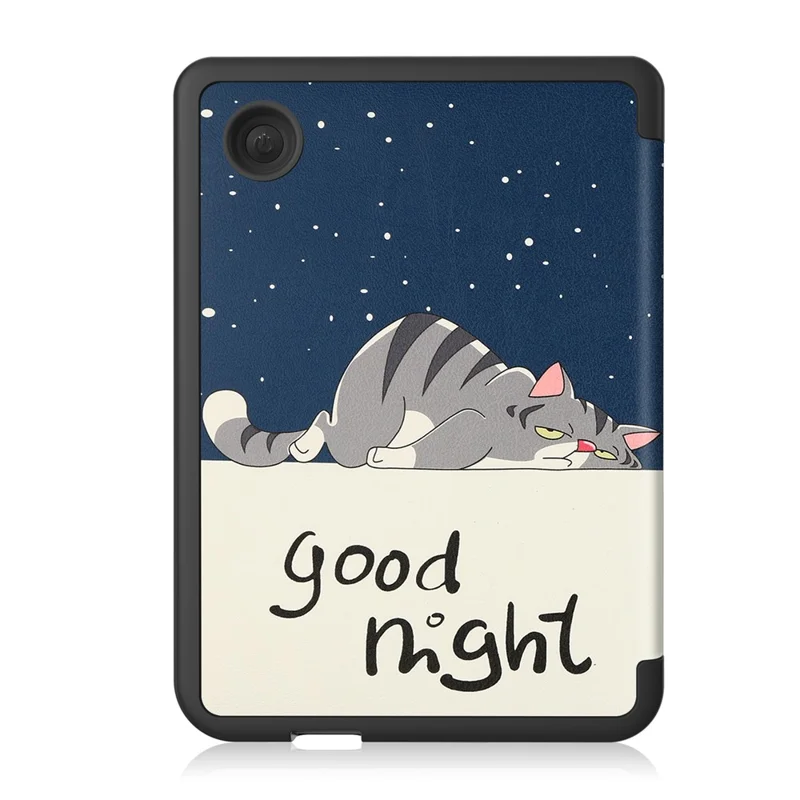 For Kobo Clara Colour / Clara BW Case Pattern Printing PU Leather Folio E-Reader Cover with Auto Sleep / Wake Function - Cat