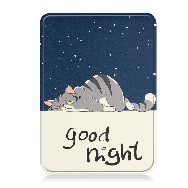 For Kobo Clara Colour / Clara BW Case Pattern Printing PU Leather Folio E-Reader Cover with Auto Sleep / Wake Function - Cat