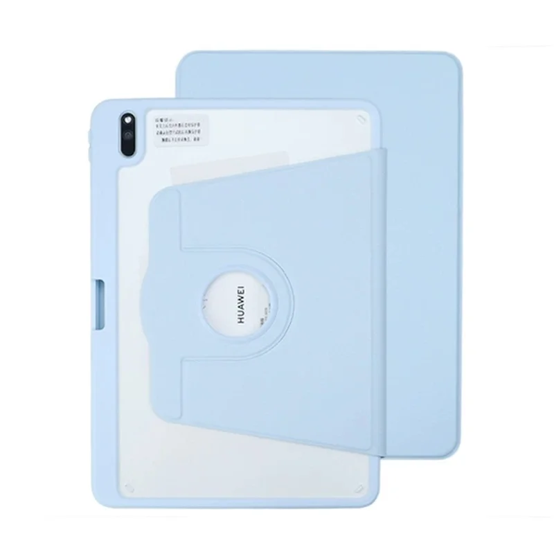 For Huawei MatePad 11 (2021) Case PU Leather Tablet Shell Rotating Stand with Pencil Holder - Baby Blue
