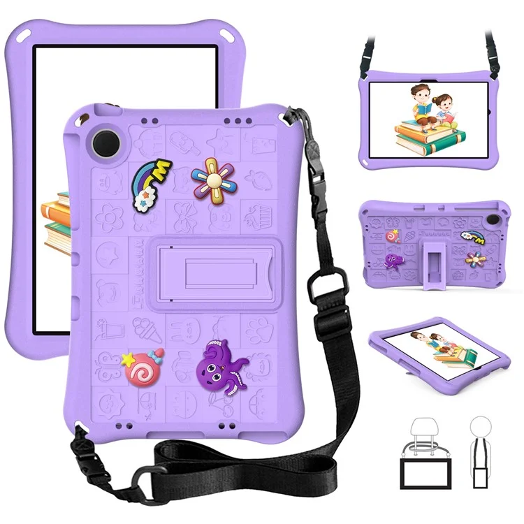 Per Samsung Galaxy Tab A9+ / Xiaomi Redmi Pad SE Case EVA Tablet Supporto Custodia con Tracolla - Viola Chiaro