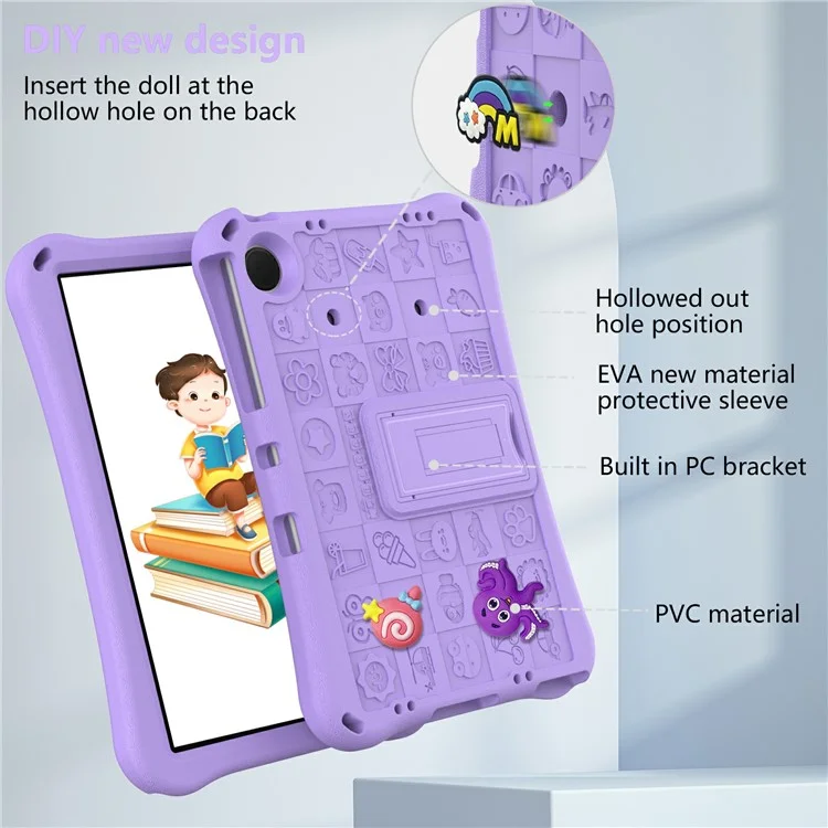 Per Samsung Galaxy Tab A9+ / Xiaomi Redmi Pad SE Case EVA Tablet Supporto Custodia con Tracolla - Viola Chiaro