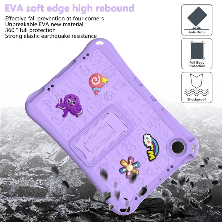 Per Samsung Galaxy Tab A9+ / Xiaomi Redmi Pad SE Case EVA Tablet Supporto Custodia con Tracolla - Viola Chiaro