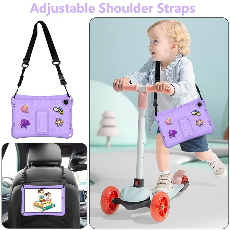 Per Samsung Galaxy Tab A9+ / Xiaomi Redmi Pad SE Case EVA Tablet Supporto Custodia con Tracolla - Viola Chiaro