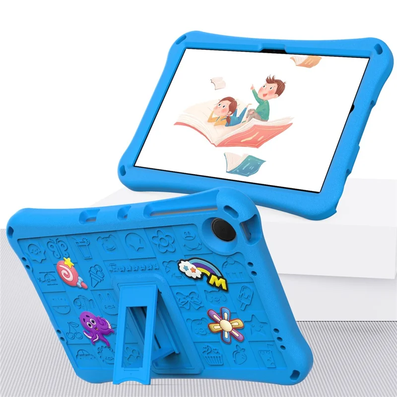 For Samsung Galaxy Tab A11+ / A9+ / Xiaomi Redmi Pad SE Case EVA Tablet Kickstand Cover with Shoulder Strap - Sky Blue