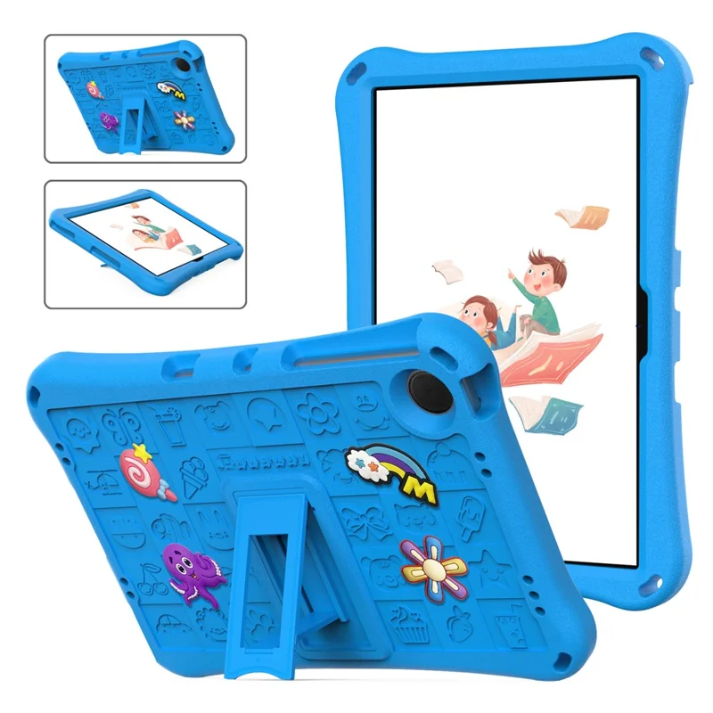 For Samsung Galaxy Tab A11+ / A9+ / Xiaomi Redmi Pad SE Case EVA Tablet Kickstand Cover with Shoulder Strap - Sky Blue