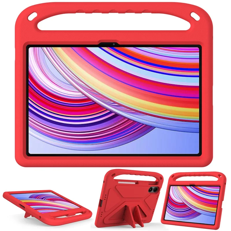 For Xiaomi Redmi Pad Pro / Redmi Pad Pro 5G / Poco Pad EVA Case Hand Grip Kickstand Tablet Cover   - Red
