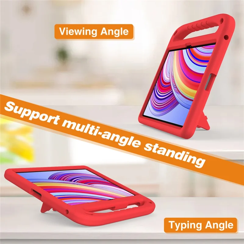 For Xiaomi Redmi Pad Pro / Redmi Pad Pro 5G / Poco Pad EVA Case Hand Grip Kickstand Tablet Cover   - Red