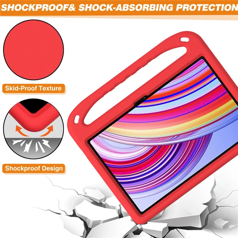 For Xiaomi Redmi Pad Pro / Redmi Pad Pro 5G / Poco Pad EVA Case Hand Grip Kickstand Tablet Cover   - Red