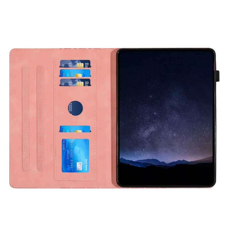For Lenovo Tab M10 (Gen 3) Case Card Holder Building Blocks Imprinted Tablet Stand Cover - Pink