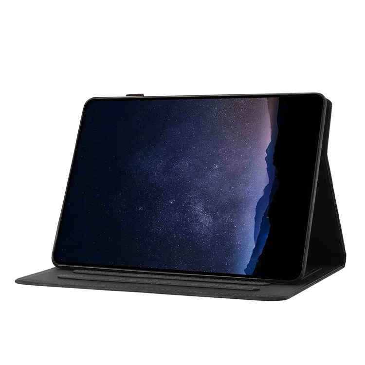 For Samsung Galaxy Tab A7 10.4 (2020) T500 / (2022) Tablet Cover Imprinted PU Leather Card Slot Case - Black