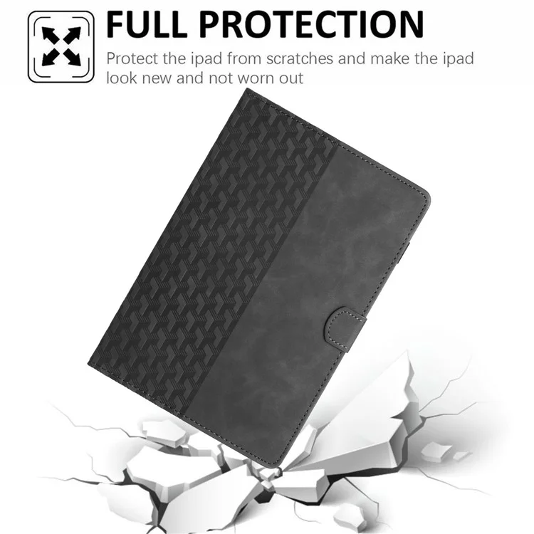 For Samsung Galaxy Tab A7 10.4 (2020) T500 / (2022) Tablet Cover Imprinted PU Leather Card Slot Case - Black