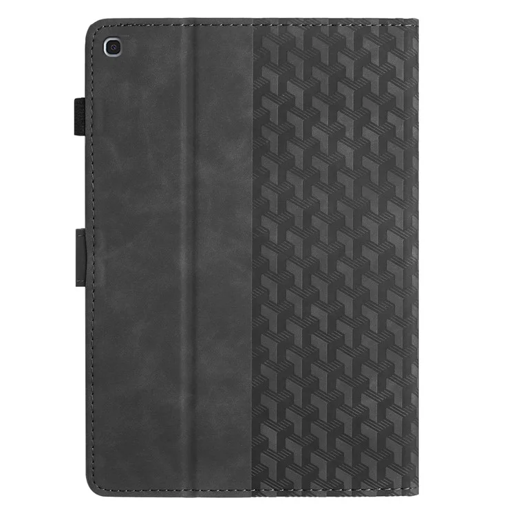 For Samsung Galaxy Tab A7 10.4 (2020) T500 / (2022) Tablet Cover Imprinted PU Leather Card Slot Case - Black