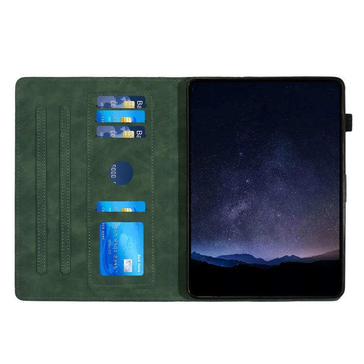 For Samsung Galaxy Tab A 10.5 (2018) T590 Protection Cover Card Holder PU Leather Tablet Case - Green