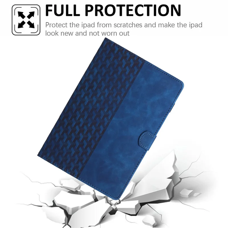 For Samsung Galaxy Tab A8 10.5 (2021) X205 X200 Leather Case Building Blocks Imprinted Tablet Cover - Blue