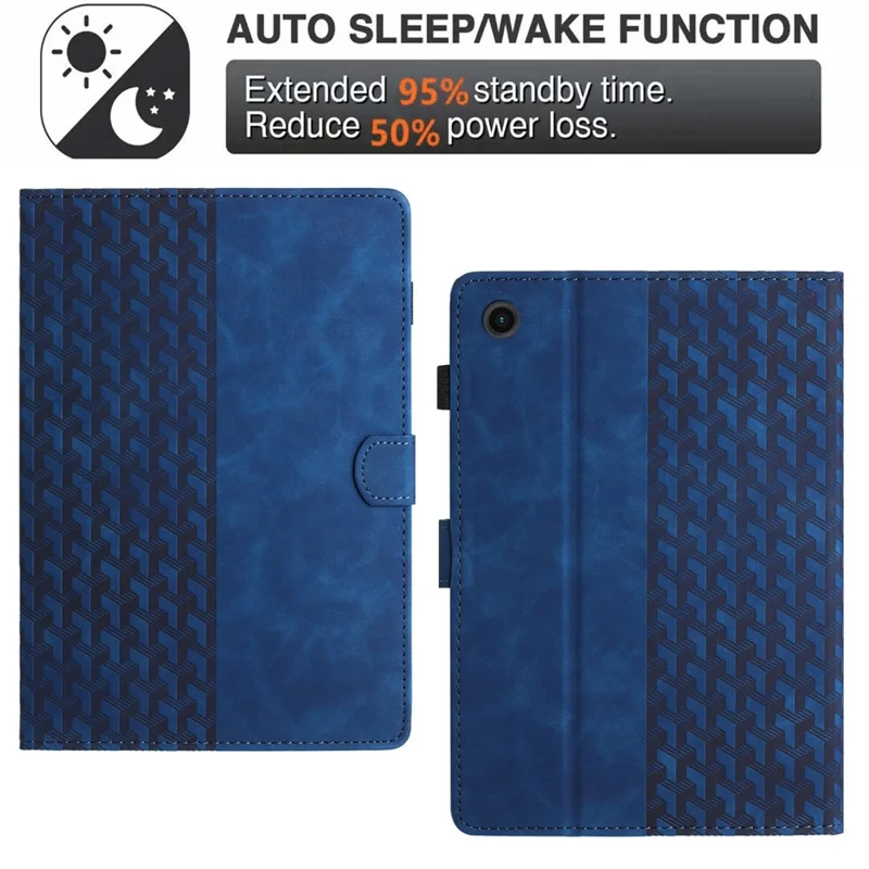 For Samsung Galaxy Tab A8 10.5 (2021) X205 X200 Leather Case Building Blocks Imprinted Tablet Cover - Blue