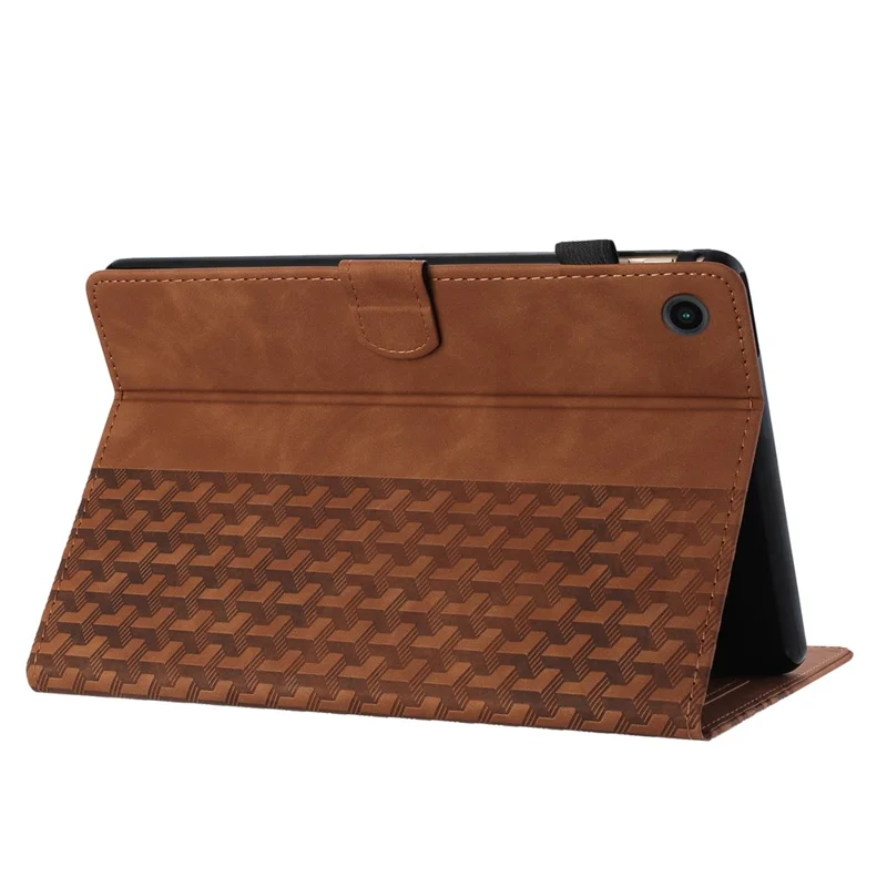 For Samsung Galaxy Tab A11 / A9 Tablet Case Imprinted PU Leather Drop-proof Folding Stand Cover - Brown