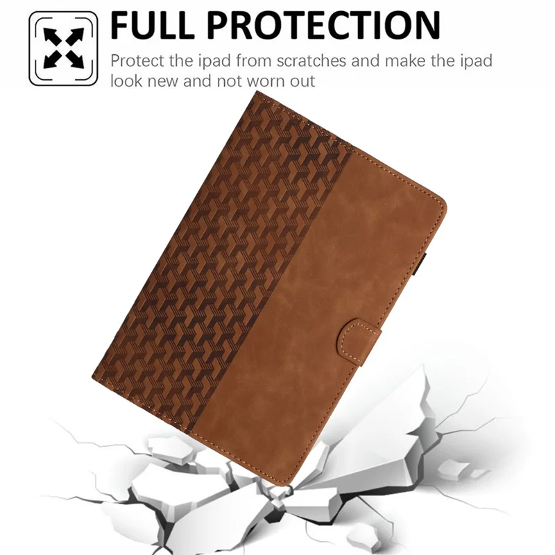 For Samsung Galaxy Tab A11 / A9 Tablet Case Imprinted PU Leather Drop-proof Folding Stand Cover - Brown