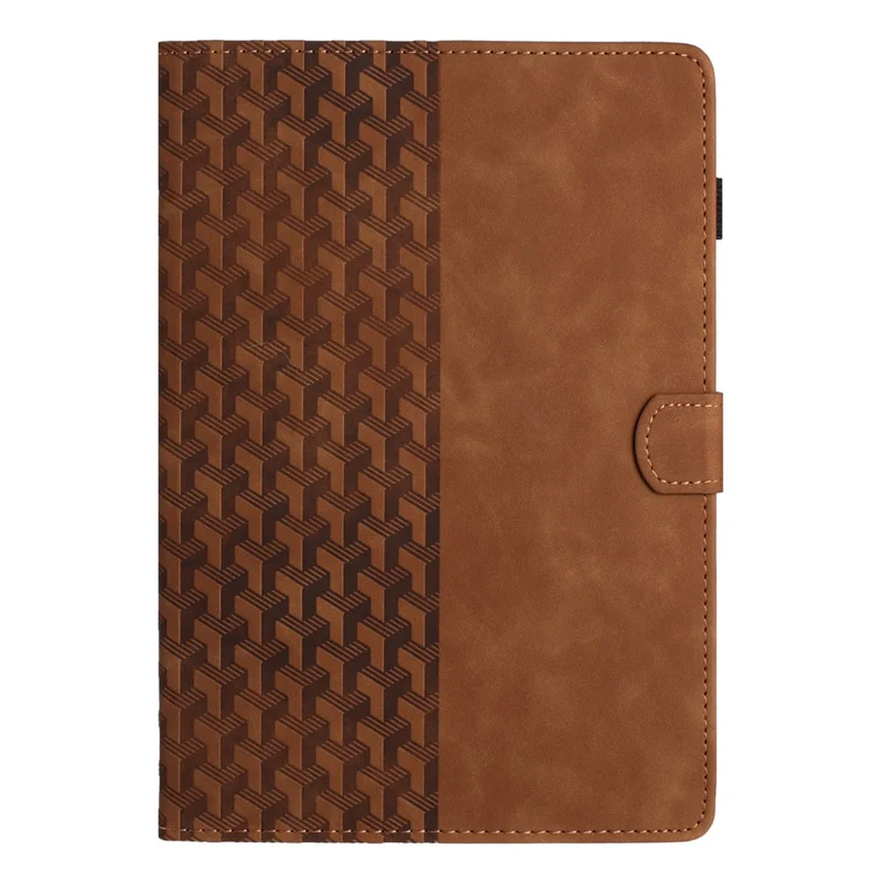 For Samsung Galaxy Tab A11 / A9 Tablet Case Imprinted PU Leather Drop-proof Folding Stand Cover - Brown
