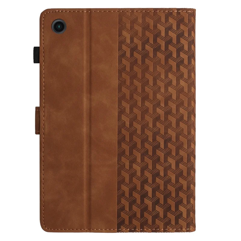 For Samsung Galaxy Tab A11 / A9 Tablet Case Imprinted PU Leather Drop-proof Folding Stand Cover - Brown