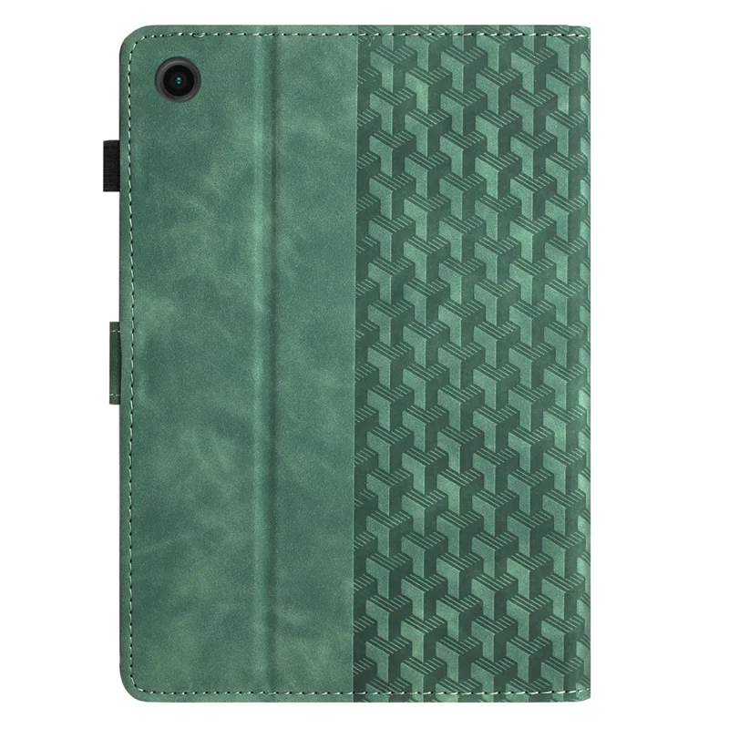 For Samsung Galaxy Tab A9 Tablet Case Imprinted PU Leather Drop-proof Folding Stand Cover - Green