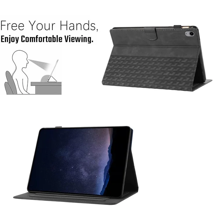 Para iPad 10.9 (2022) Capa Impresso Resistente a Choques Caixa de Tablet de Couro PU com Slots para Cartão - Preto