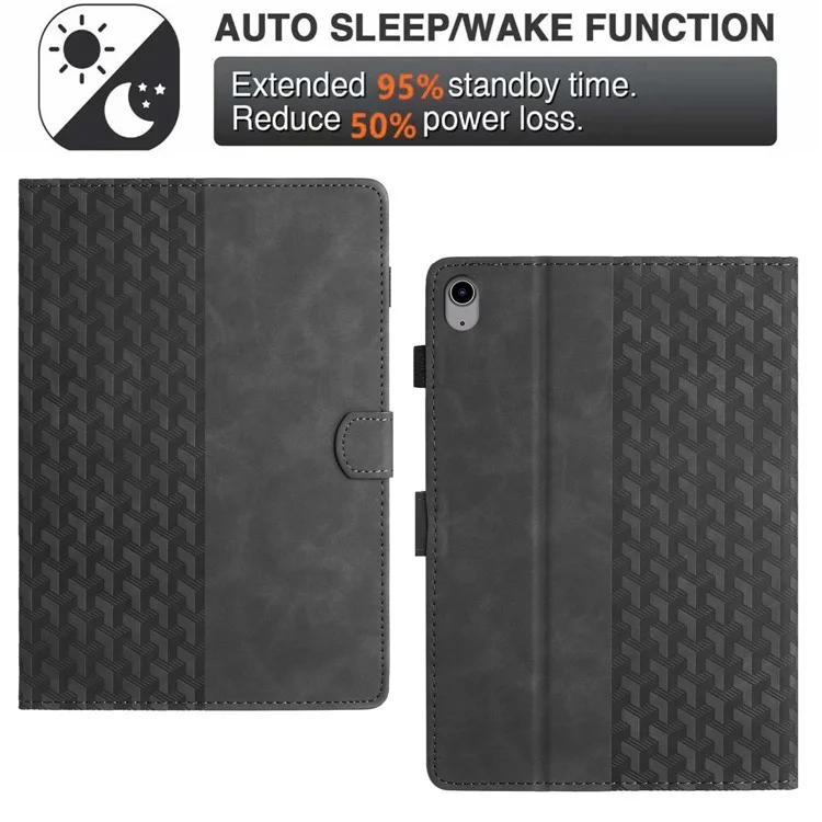 Para iPad 10.9 (2022) Capa Impresso Resistente a Choques Caixa de Tablet de Couro PU com Slots para Cartão - Preto