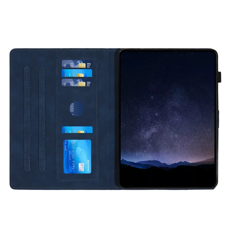 Para Samsung Galaxy Tab S6 Lite (2020) (2022) (2024) P610 Capa de Tablet em Couro PU Gravado com Slot para Cartão - Azul