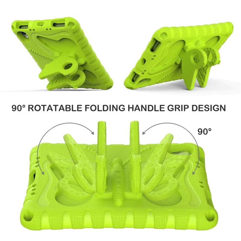 For iPad mini (2024) / mini (2021) Case with Shoulder Strap Butterfly Kickstand Tablet EVA Cover - Green