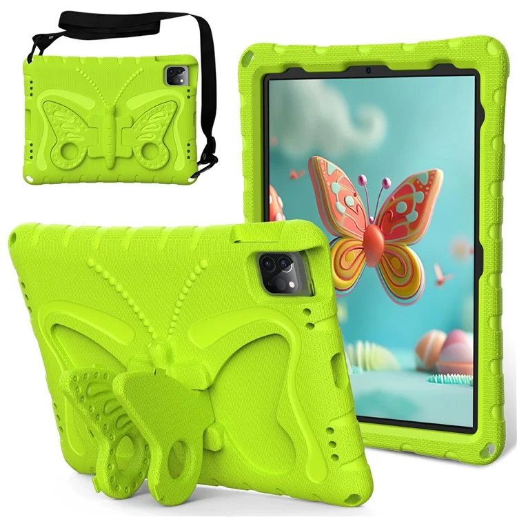 Para iPad Air 11 (2024) / Pro 11 (2024) / (2018) / (2020) / (2021) / (2022) / Air (2020) / (2022) / 10.9 (2022) Carcasa EVA Mariposa Soporte - Verde