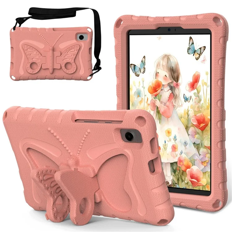 Étui EVA pour Samsung Galaxy Tab A7 Lite 8,7 pouces / Tab A 8,0 (2019) SM-T290 (Wi-Fi) / SM-T295 (LTE) / Tab A9 avec support et dragonne - Rose pâle