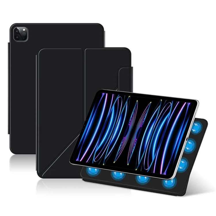 Für iPad Pro 11 (2024) Case Magnetische PU-Leder + PC Anti-Kratzer Ständer Tablet-Cover - Schwarz