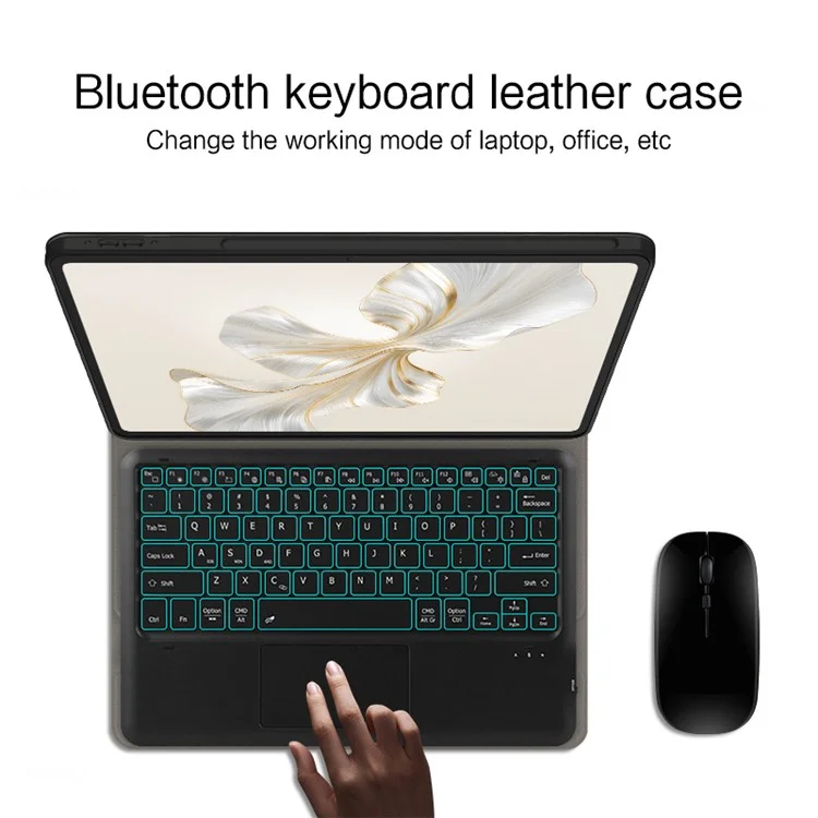Para Samsung Galaxy Tab S9 Ultra Backlight Touchpad Bluetooth Keyboard with Pen Slot Leather Tablet Case