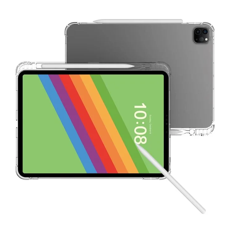 Para iPad Pro 11 (2024) Capa Transparente Flexível Capa Traseira de TPU com Suporte para Lápis