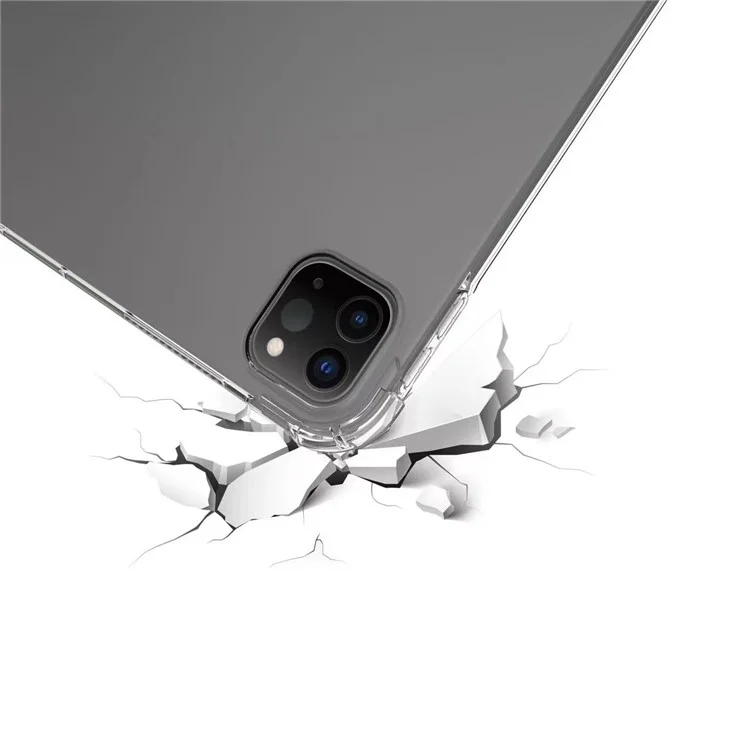 Para iPad Pro 11 (2024) Capa Transparente Flexível Capa Traseira de TPU com Suporte para Lápis