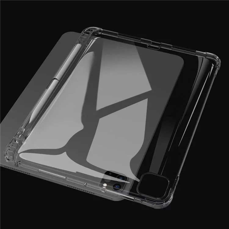 Para iPad Pro 11 (2024) Capa Transparente Flexível Capa Traseira de TPU com Suporte para Lápis