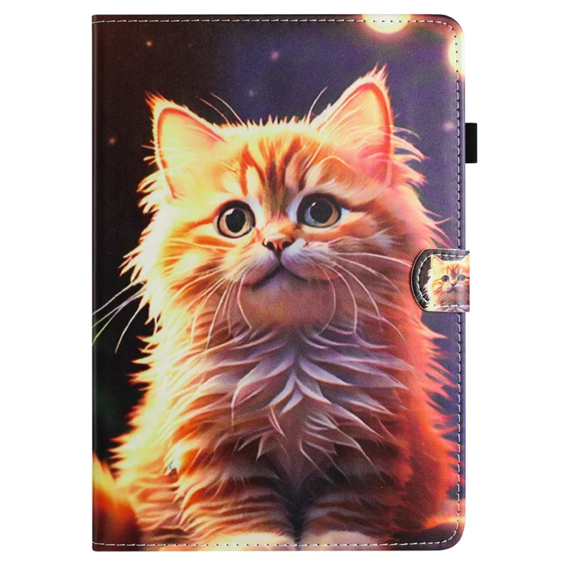 For Lenovo Tab M10 Case Pattern Printing Leather Card Holder Drop-proof Tablet Cover - Cat