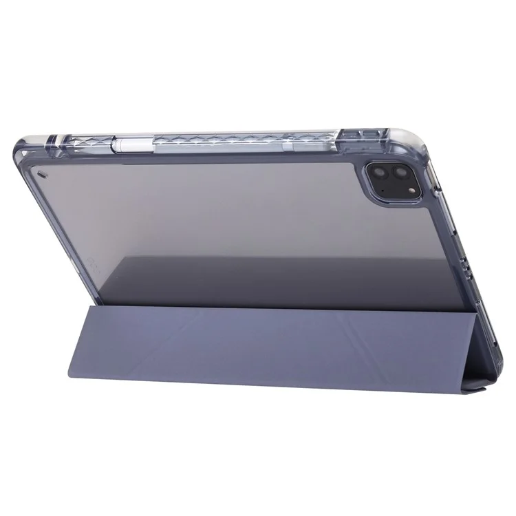 Para iPad Pro 13 (2024) Case TPU+Acrílico+Couro PU Origami Stand Clear Back Tablet Cover - Lavender Purple