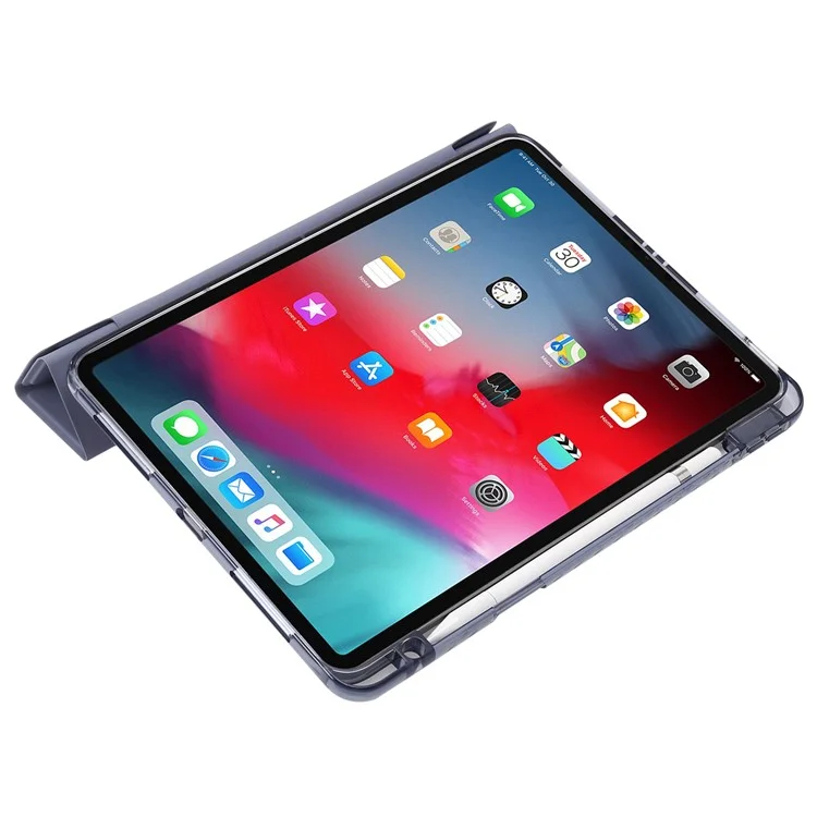 Para iPad Pro 13 (2024) Case TPU+Acrílico+Couro PU Origami Stand Clear Back Tablet Cover - Lavender Purple