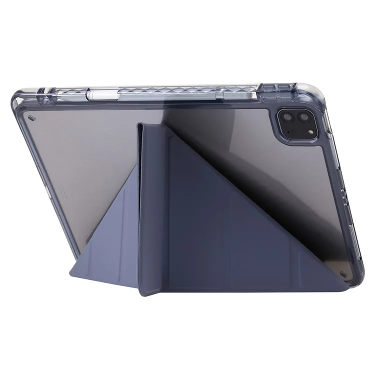 Para iPad Pro 13 (2024) Case TPU+Acrílico+Couro PU Origami Stand Clear Back Tablet Cover - Lavender Purple
